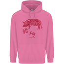 Chinese Zodiac Shengxiao Year of the Pig Mens 80% Cotton Hoodie Azelea