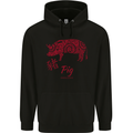 Chinese Zodiac Shengxiao Year of the Pig Mens 80% Cotton Hoodie Black