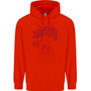 Chinese Zodiac Shengxiao Year of the Pig Mens 80% Cotton Hoodie Bright Red