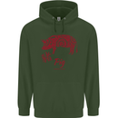 Chinese Zodiac Shengxiao Year of the Pig Mens 80% Cotton Hoodie Forest Green