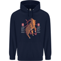 Chinese Zodiac Shengxiao Year of the Pig Mens 80% Cotton Hoodie Navy Blue