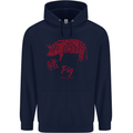 Chinese Zodiac Shengxiao Year of the Pig Mens 80% Cotton Hoodie Navy Blue