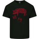 Chinese Zodiac Shengxiao Year of the Pig Mens Cotton T-Shirt Tee Top Black