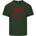 Chinese Zodiac Shengxiao Year of the Pig Mens Cotton T-Shirt Tee Top Forest Green