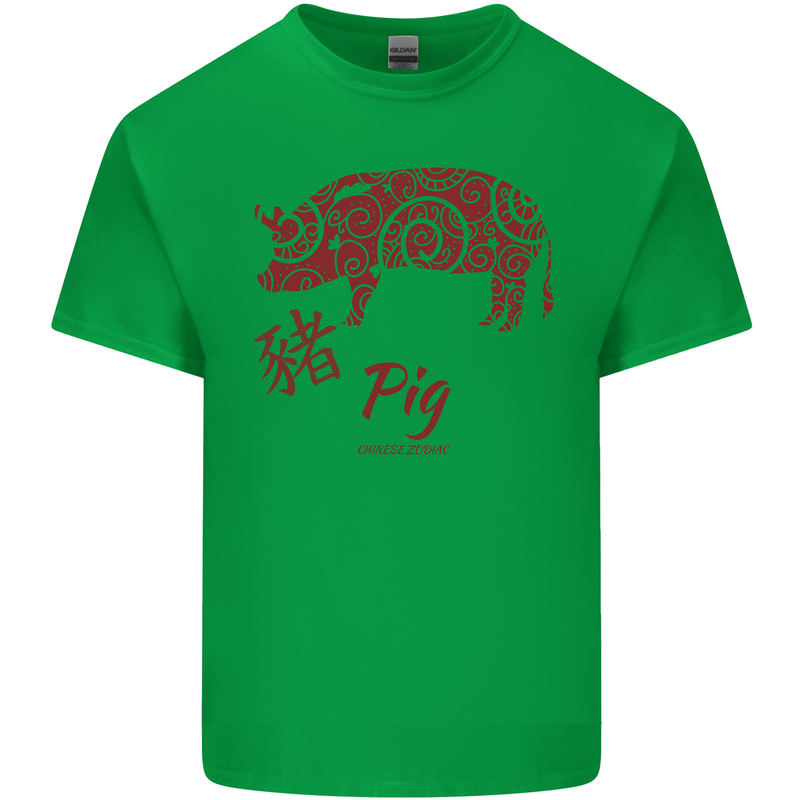 Chinese Zodiac Shengxiao Year of the Pig Mens Cotton T-Shirt Tee Top Irish Green