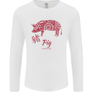 Chinese Zodiac Shengxiao Year of the Pig Mens Long Sleeve T-Shirt White