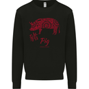 Chinese Zodiac Shengxiao Year of the Pig Mens Sweatshirt Jumper Black