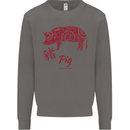 Chinese Zodiac Shengxiao Year of the Pig Mens Sweatshirt Jumper Charcoal