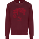 Chinese Zodiac Shengxiao Year of the Pig Mens Sweatshirt Jumper Maroon