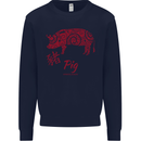 Chinese Zodiac Shengxiao Year of the Pig Mens Sweatshirt Jumper Navy Blue