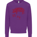 Chinese Zodiac Shengxiao Year of the Pig Mens Sweatshirt Jumper Purple
