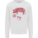 Chinese Zodiac Shengxiao Year of the Pig Mens Sweatshirt Jumper White