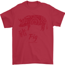 Chinese Zodiac Shengxiao Year of the Pig Mens T-Shirt Cotton Gildan Red