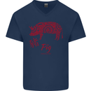 Chinese Zodiac Shengxiao Year of the Pig Mens V-Neck Cotton T-Shirt Navy Blue