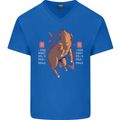 Chinese Zodiac Shengxiao Year of the Pig Mens V-Neck Cotton T-Shirt Royal Blue