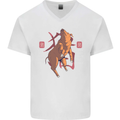 Chinese Zodiac Shengxiao Year of the Pig Mens V-Neck Cotton T-Shirt White