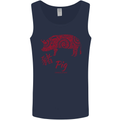 Chinese Zodiac Shengxiao Year of the Pig Mens Vest Tank Top Navy Blue