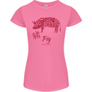 Chinese Zodiac Shengxiao Year of the Pig Womens Petite Cut T-Shirt Azalea