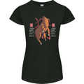 Chinese Zodiac Shengxiao Year of the Pig Womens Petite Cut T-Shirt Black