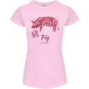 Chinese Zodiac Shengxiao Year of the Pig Womens Petite Cut T-Shirt Light Pink