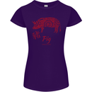 Chinese Zodiac Shengxiao Year of the Pig Womens Petite Cut T-Shirt Purple