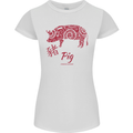 Chinese Zodiac Shengxiao Year of the Pig Womens Petite Cut T-Shirt White