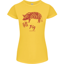 Chinese Zodiac Shengxiao Year of the Pig Womens Petite Cut T-Shirt Yellow