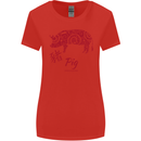 Chinese Zodiac Shengxiao Year of the Pig Womens Wider Cut T-Shirt Red