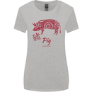 Chinese Zodiac Shengxiao Year of the Pig Womens Wider Cut T-Shirt Sports Grey