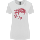 Chinese Zodiac Shengxiao Year of the Pig Womens Wider Cut T-Shirt White
