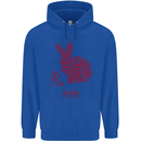 Chinese Zodiac Shengxiao Year of the Rabbit Childrens Kids Hoodie Royal Blue