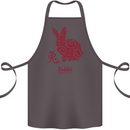 Chinese Zodiac Shengxiao Year of the Rabbit Cotton Apron 100% Organic Dark Grey