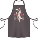 Chinese Zodiac Shengxiao Year of the Rabbit Cotton Apron 100% Organic Dark Grey