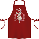 Chinese Zodiac Shengxiao Year of the Rabbit Cotton Apron 100% Organic Maroon