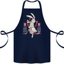 Chinese Zodiac Shengxiao Year of the Rabbit Cotton Apron 100% Organic Navy Blue