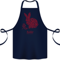 Chinese Zodiac Shengxiao Year of the Rabbit Cotton Apron 100% Organic Navy Blue