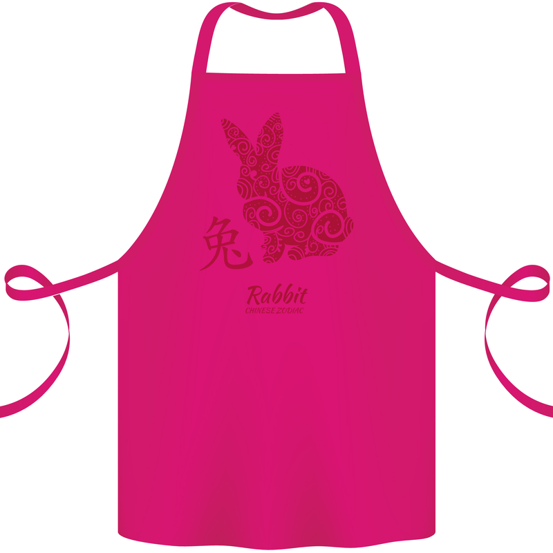Chinese Zodiac Shengxiao Year of the Rabbit Cotton Apron 100% Organic Pink