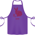 Chinese Zodiac Shengxiao Year of the Rabbit Cotton Apron 100% Organic Purple