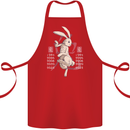 Chinese Zodiac Shengxiao Year of the Rabbit Cotton Apron 100% Organic Red