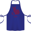 Chinese Zodiac Shengxiao Year of the Rabbit Cotton Apron 100% Organic Royal Blue