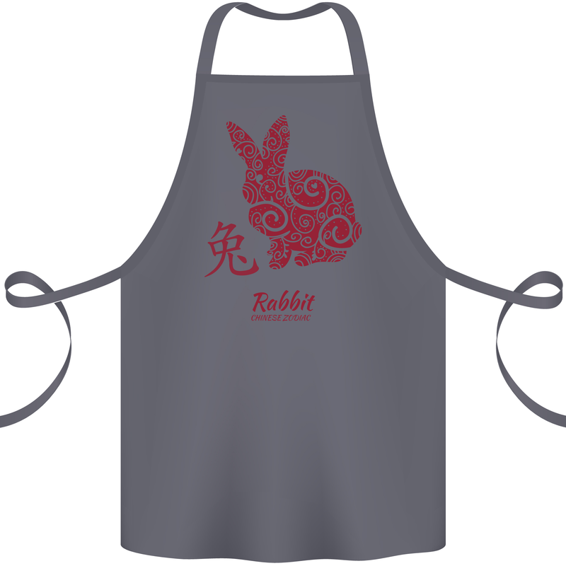 Chinese Zodiac Shengxiao Year of the Rabbit Cotton Apron 100% Organic Steel