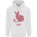 Chinese Zodiac Shengxiao Year of the Rabbit Mens 80% Cotton Hoodie White