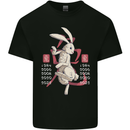 Chinese Zodiac Shengxiao Year of the Rabbit Mens Cotton T-Shirt Tee Top Black