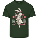 Chinese Zodiac Shengxiao Year of the Rabbit Mens Cotton T-Shirt Tee Top Forest Green