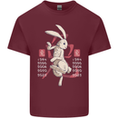 Chinese Zodiac Shengxiao Year of the Rabbit Mens Cotton T-Shirt Tee Top Maroon