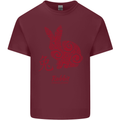 Chinese Zodiac Shengxiao Year of the Rabbit Mens Cotton T-Shirt Tee Top Maroon