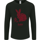 Chinese Zodiac Shengxiao Year of the Rabbit Mens Long Sleeve T-Shirt Black
