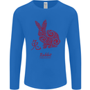 Chinese Zodiac Shengxiao Year of the Rabbit Mens Long Sleeve T-Shirt Royal Blue
