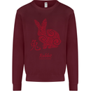 Chinese Zodiac Shengxiao Year of the Rabbit Mens Sweatshirt Jumper Maroon