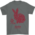 Chinese Zodiac Shengxiao Year of the Rabbit Mens T-Shirt Cotton Gildan Charcoal